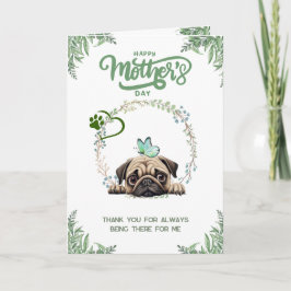Cartão Dia das Mães Pug Fofo Personalizável
