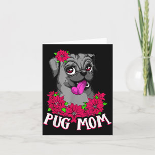 Cartão Dia das Mães Pug Preto Cachorro Animais Amante de