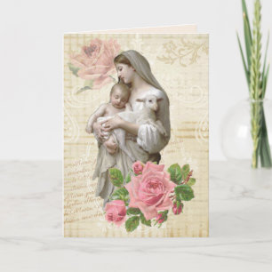 Cartão Dia das Mães Religiosas Virgem Maria Cordeiro Jesu