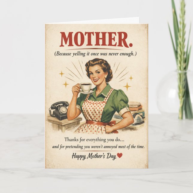 Cartão Dia das Mães retrô (Frente)