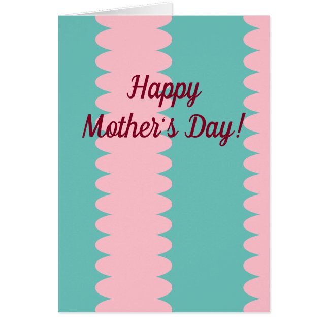 Cartão Dia das Mães, rosa chiclete e azul turquesa, cartã (Frente)