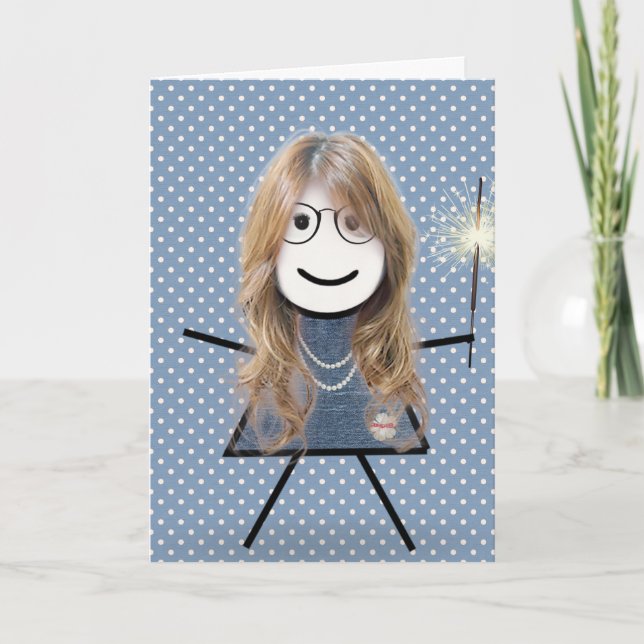 Cartão Dia das Mães Stick Girl com Faísca  (Frente)
