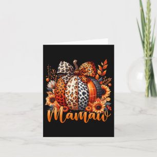 Cartão Dia de Ação de Graças da Mamãe Leopard Pumpkin Sun