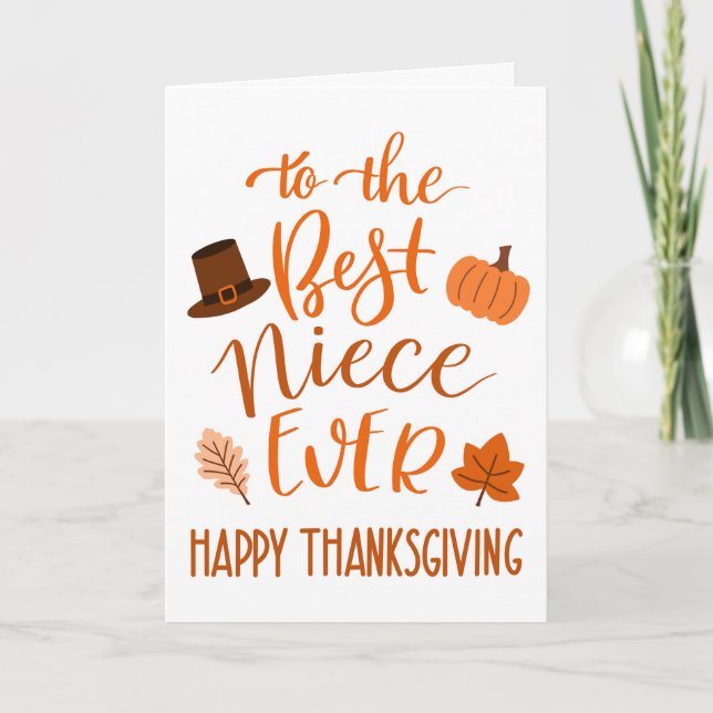 Cartão Dia de Ação de Graças da Melhor Onça em Laranja (Frente)