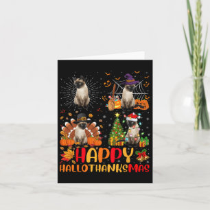 Cartão Dia de Ação de Graças de Halloween Natal Siamese C