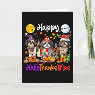 Cartão Dia de Ação de Graças de Halloween Shih Tzu Dog Ha