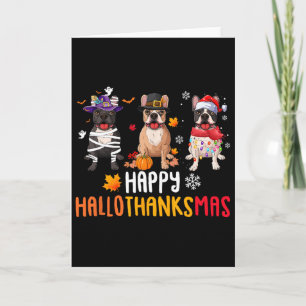 Cartão Dia de Ação de Graças de Halloween Touro Francês E