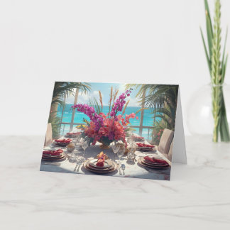 Cartão 🌺 Dia de Ação de Graças Tropical à Beira-Mar – Ca