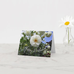 Cartão Dia de Aniversário da Dahlia Branca
