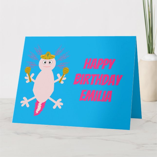 Cartão Dia de Aniversário do Axolotl Mexicano Morto (Frente)