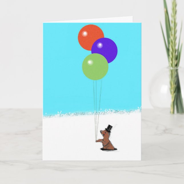 Cartão Dia de aniversário do Groundhog (Frente)