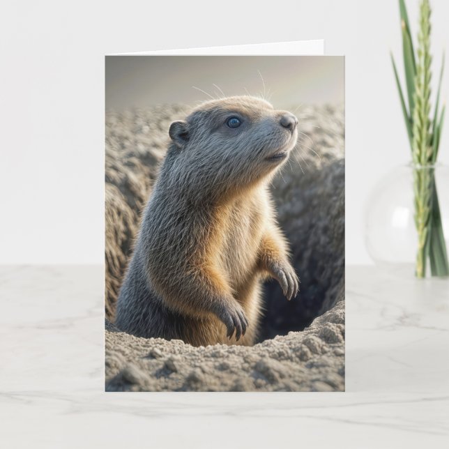 Cartão Dia de aniversário do Groundhog (Frente)