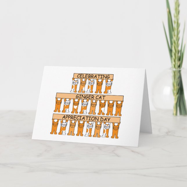 Cartão Dia de Apreciação de Ginger Cat - 1º de setembro (Frente)
