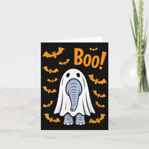 Cartão Dia de as Bruxas engraçado Elefante Boo Ghost Cost