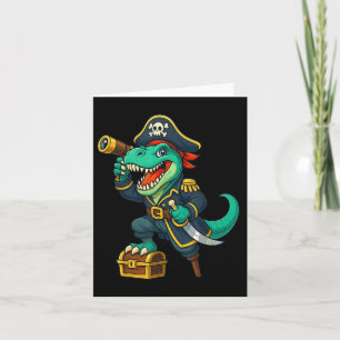 Cartão Dia de as Bruxas engraçado Pirate Dinossaur T Rex 