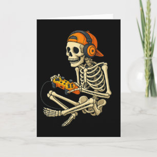 Cartão Dia de as Bruxas engraçado Skeleton Gamer Vídeo Ga