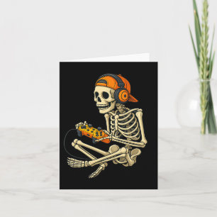 Cartão Dia de as Bruxas engraçado Skeleton Gamer Vídeo Ga