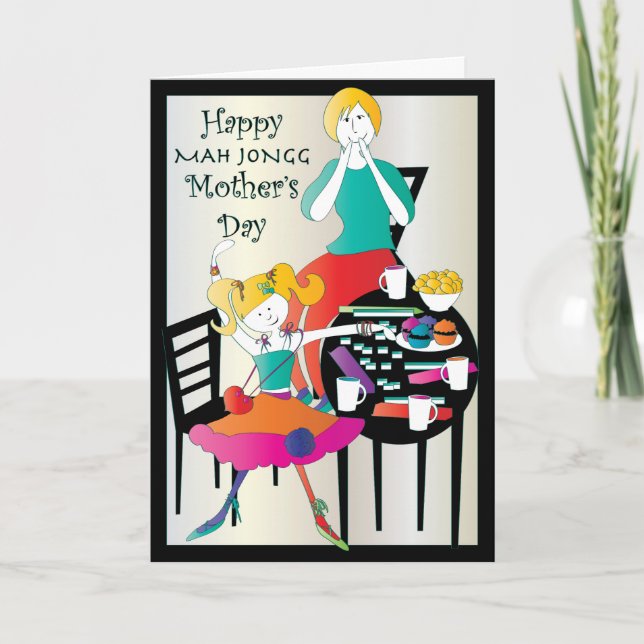 Cartão Dia de as mães 2 de Mah Jongg (Frente)