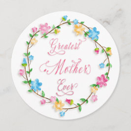 Cartão Dia de as mães Bonito Floral Wreath Word Art