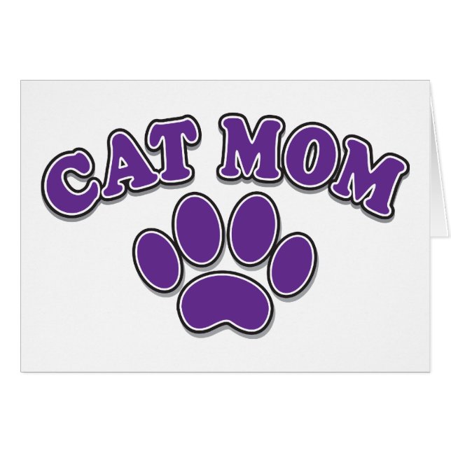 Cartão Dia de as mães Cat Mãe (Frente Horizontal)