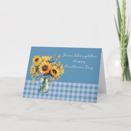 Cartão Dia de as mães da neta Girassóis em Mason Jar