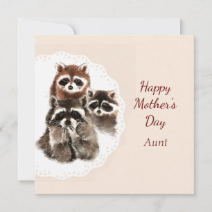 Cartão Dia de as mães da tia Cute Raccoon