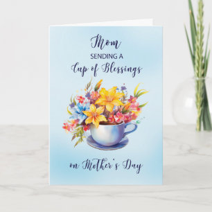 Cartão Dia de as mães de Bênçãos e Flores da Mãe