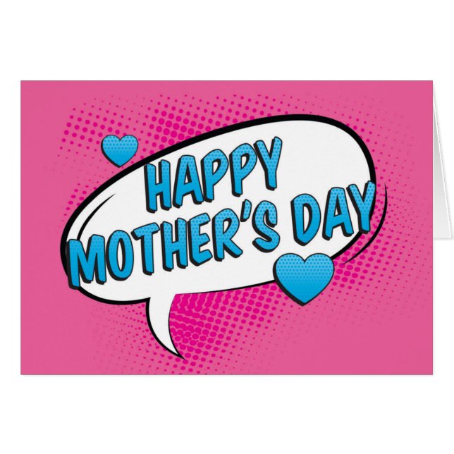 Cartão Dia de as mães de bolhas de pop Art (Frente Horizontal)
