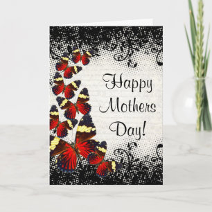 Cartão Dia de as mães de borboletas de rendas góticas