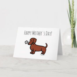 Cartão Dia de as mães de flor Tiny Dachshund Vermelho