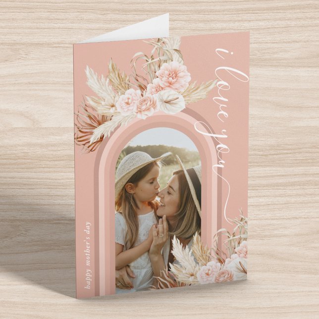 Cartão Dia de as mães de Fotografia Floral Boho Arch (Criador carregado)