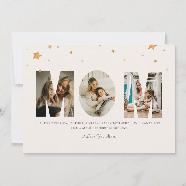 Cartão Dia de as mães de Fotografias Personalizado Te Ama (Frente)