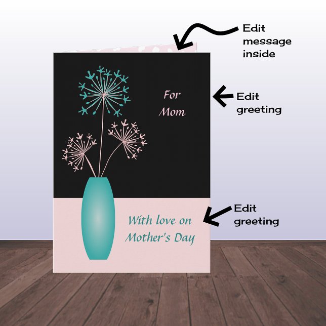 Cartão Dia de as mães de grandes flores de texto personal (Criador carregado)