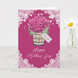Cartão Dia de as mães de Hydrangea, Raça Floral Rosa
