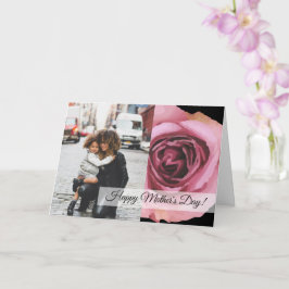 Cartão Dia de as mães de Rosa rosa e roxo negros