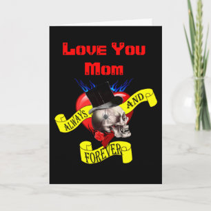 Cartão Dia de as mães de tatuagem gótica romântica