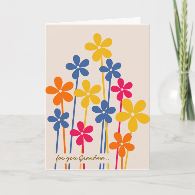 Cartão Dia de as mães de vovó de flores (Frente)