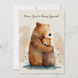 Cartão Dia de as mães do Urso da Mamãe de Aquarela