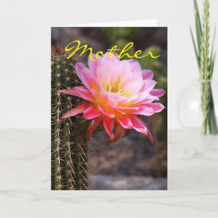 Cartão dia de as mães e Cactus Rosa