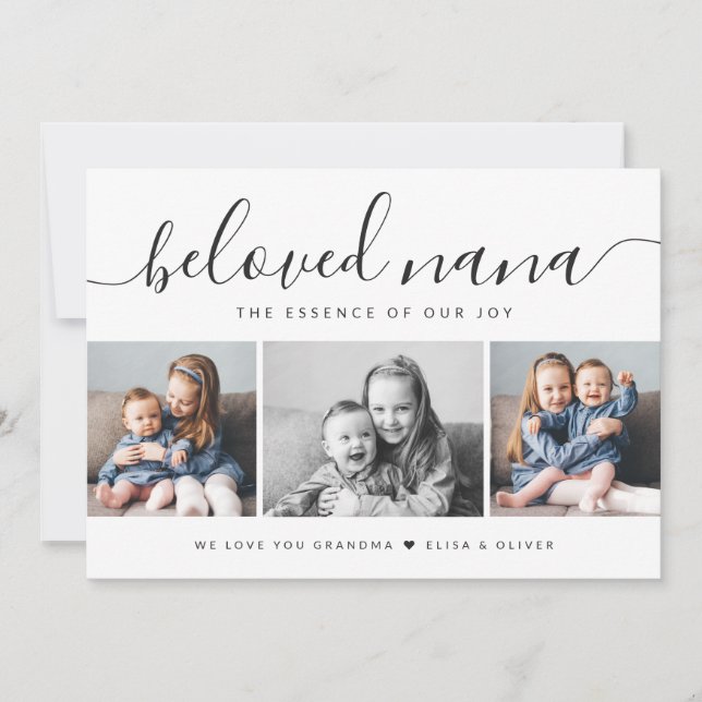 Cartão Dia de as mães Elegante de Colagem de Fotos Amado  (Frente)