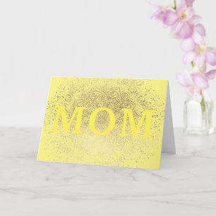 Cartão Dia de as mães Elegante Dourado MOM Floral Amarel