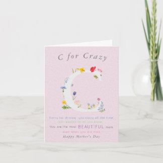 Cartão dia de as mães engraçado de flor silvestre