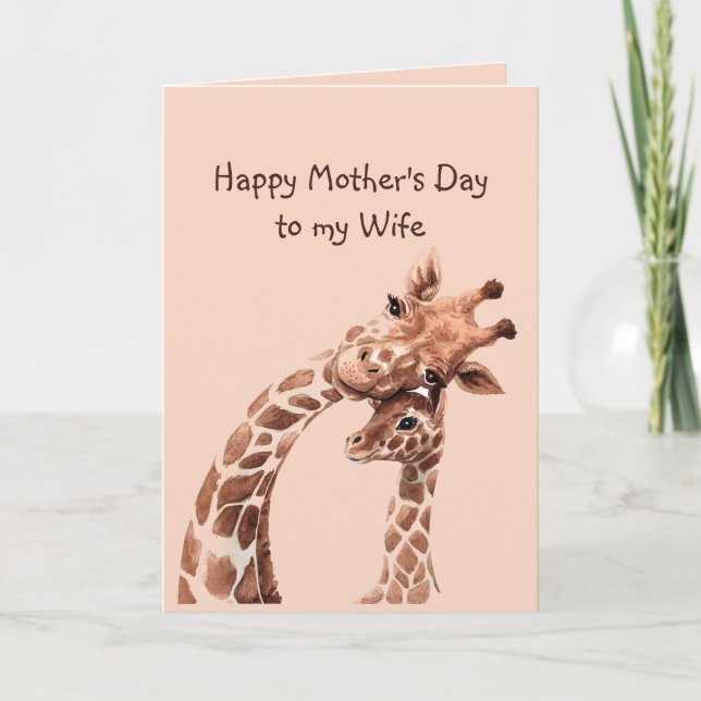 Cartão Dia de as mães Esposa Divertida Giraffe Animal (Frente)