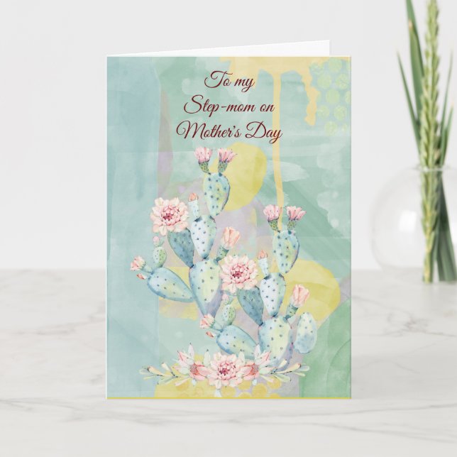 Cartão Dia de as mães Etapa-mãe Cactus Aquarela (Frente)