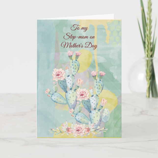 Cartão Dia de as mães Etapa-mãe Cactus Aquarela (Frente)