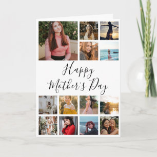 Cartão Dia de as mães feliz Colagem de fotos preto e bran