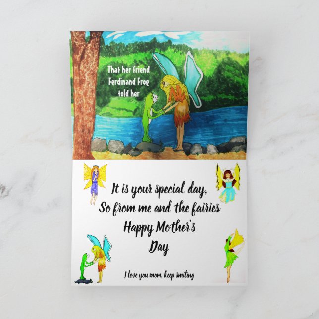 Cartão Dia de as mães FELIZ DA PLACA DE FAIRIES (Interior)