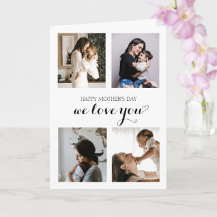 Cartão Dia de as mães Feliz de Coração de Script Minimali