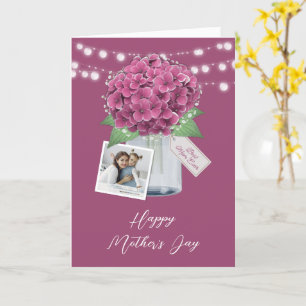 Cartão Dia de as mães Feliz de Foto Floral Rosa Elegante