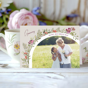 Cartão Dia de as mães Feliz de Foto por Arch Floral